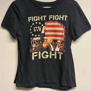 Fight Trump Black Graphic T-Shirt with Patriotic Design 0033